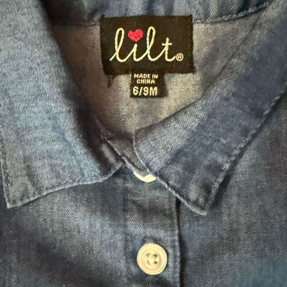 Lilt Denim & Red Floral Collard Dress | Size 6/9M - Picture 4 of 4